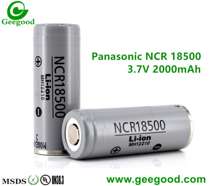 grey Panasonic 18500 3.7V 2000mAh Li-ion battery